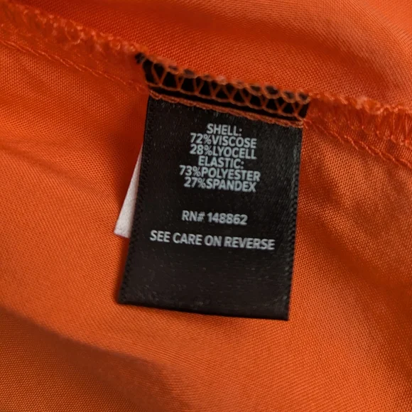 Torrid Vibrant Orange Challis Smocked Perplum Tank Top - Picture 6 of 9